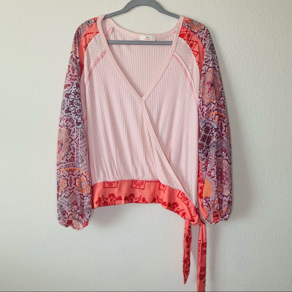 Boho Paisley Wrap Front Tie BeltTop by Hummingbird Embroidered